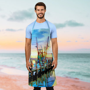 Delantal Barco camaronero costero en Sunset Painterly