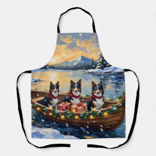 Delantal Barco de Navidad de Collie Áspero Fiesta