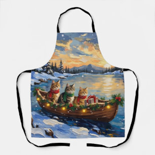 Delantal Barco de Navidad de Gato Persa Fiesta