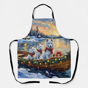 Delantal Barco de Navidad de Samoyedo Blanco Fiesta