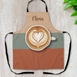 Delantal Barista de Latte con Corazón de Tonos Terrestres M