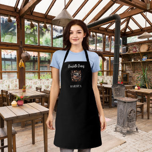 Delantal Barista taza blanca negra café frijol guión de nom