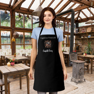 Delantal Barista taza blanca negra café granos de café cita