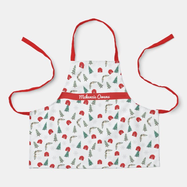 Delantal Barn de Navidades rusos personalizados (Anverso)