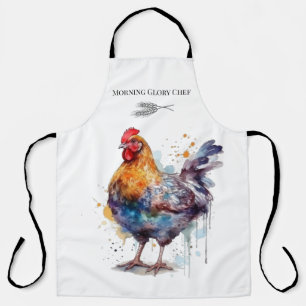 Delantal Barnyard Splendor: Hen acuarela, personalizado