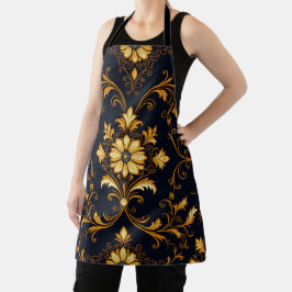 Delantal "Barockes Ornament-Muster in Gold und Schwarz" Dec