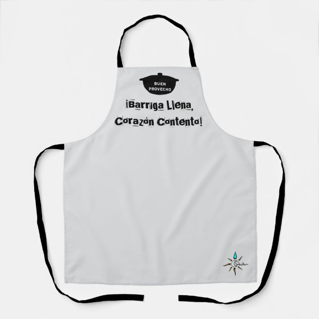 Delantal Barriga Llena, Corazón Contento Medio Apron (Anverso)