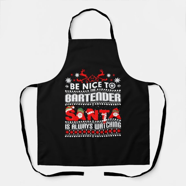Delantal Bartender Navidades feos suéter regalo Funny Barte (Anverso)