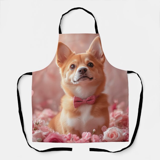 Delantal Basenji con Rosas - Día de San Valentín (Anverso)