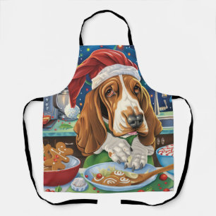 Delantal Basset Hound Repostería Navideña: Navidades Festiv