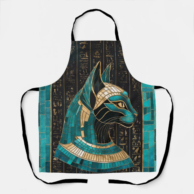 Delantal Bastet de diosa gata egipcia -arte mosaico (Anverso)