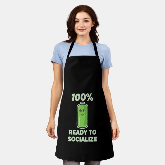 Delantal Batería Social Divertida 100% Cargada - Lista para (Gastado)