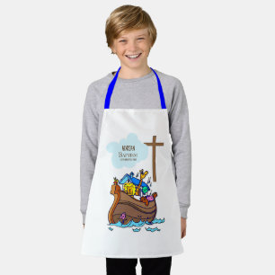 Delantal Bautizo Niño Arca de Noé, Personalizado Animales L