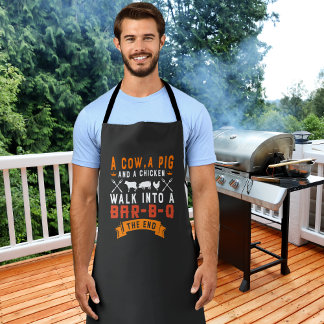Delantal BBQ divertida: vaca, cerdo y pollo asado