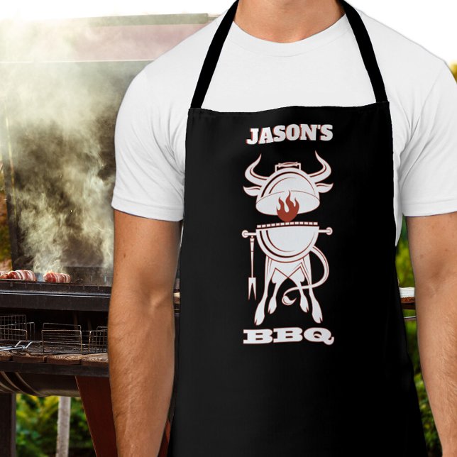Delantal BBQ Grill Black (BBQ Grill Personalized Black Apron)