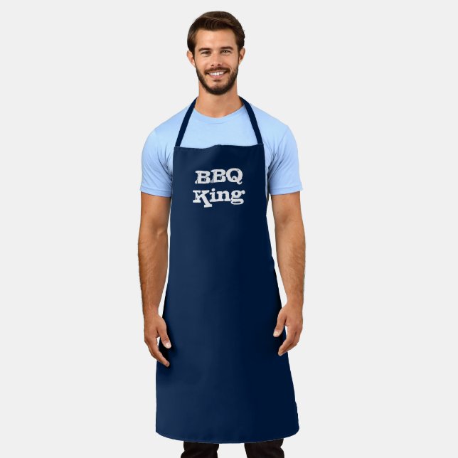 Delantal BBQ King azul marino sólido cocina grill moderno (Gastado)