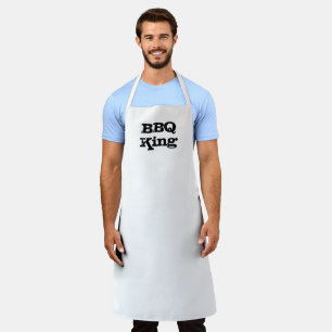 Delantal BBQ King blanco negro tipografía moderna fresco