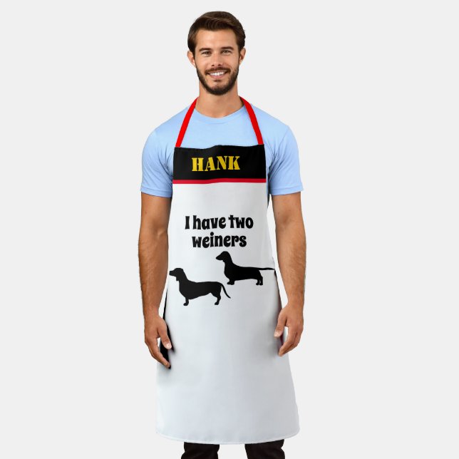 Delantal BBQ Lover Griller Gracioso Tengo dos wieners de pe (Gastado)