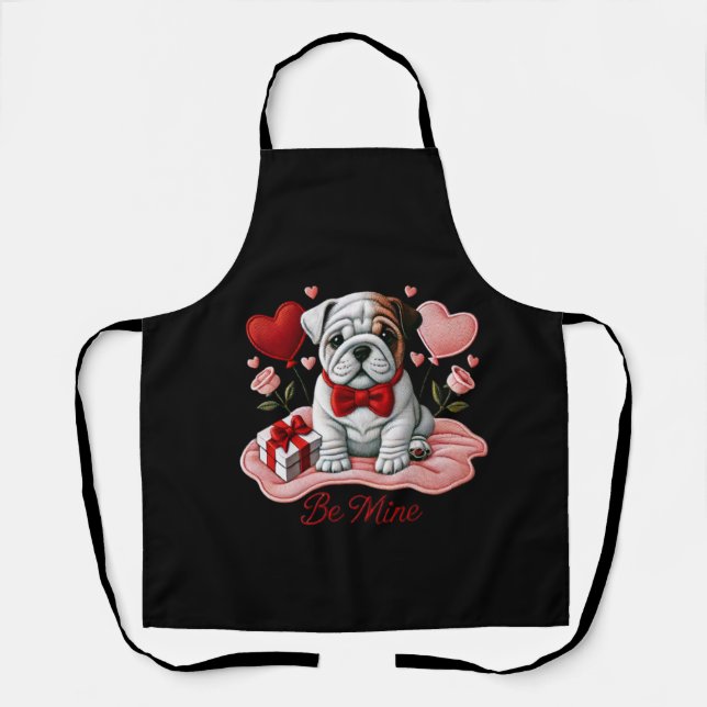 Delantal Be Mine Valentine English Bulldog Apron (Anverso)