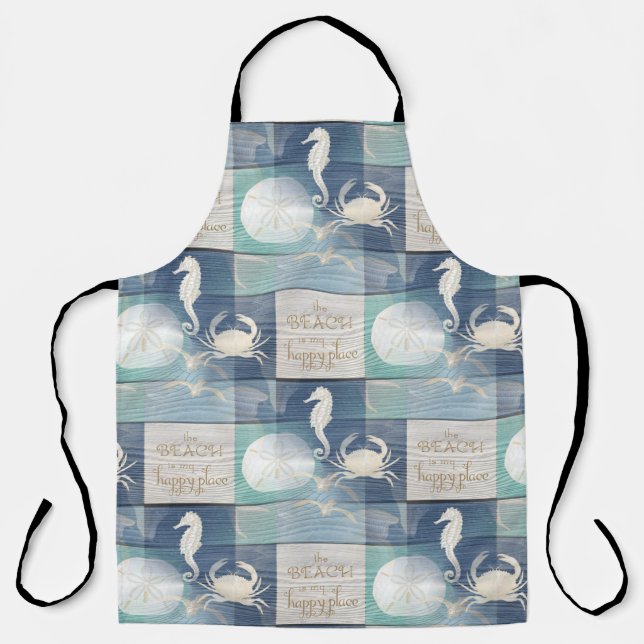 Delantal Beach Happy Place Blue Aqua Apron (Anverso)