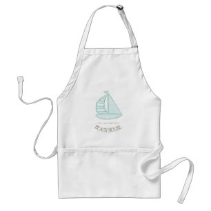 Delantal Beach House Nautical Sailboat Aqua Blue ID623