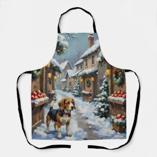 Delantal Beagle Antiguo en Mercado Navideño Nevado