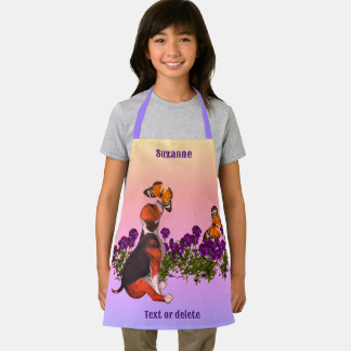Delantal Beagle Butterflies Flores animales personalizadas