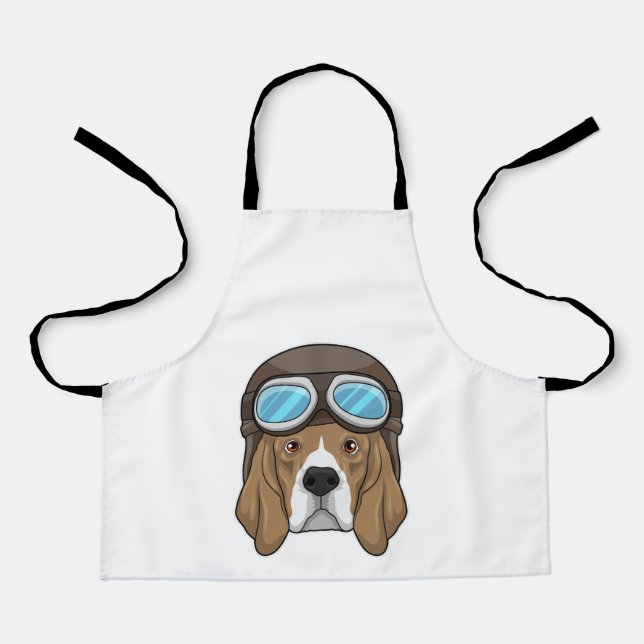 Delantal Beagle como piloto con gorra piloto (Anverso)