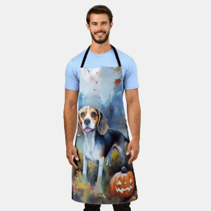 Delantal Beagle de Halloween con calabazas aterradoras