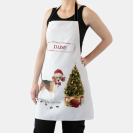 Delantal Beagle graciosos Navidades perro con árbol