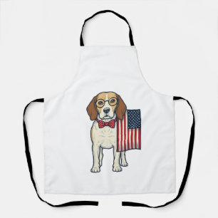 Delantal Beagle Patriótico con Bandera Arte Vectorial Vinta