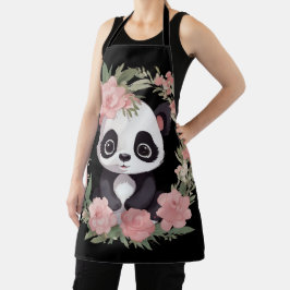 Delantal Bebé Adorable Panda Bear con Flores