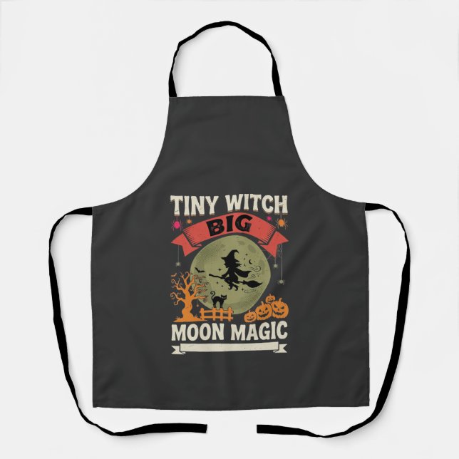 Delantal Bebé de Halloween Bruja Luna Magia (Anverso)