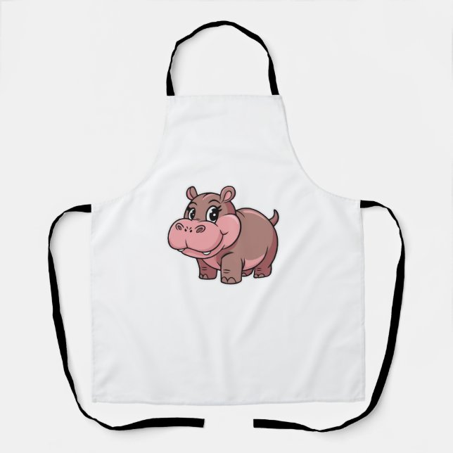 Delantal Bebé lindo Hippo Moo Deng Camiseta De Larga Manga (Anverso)