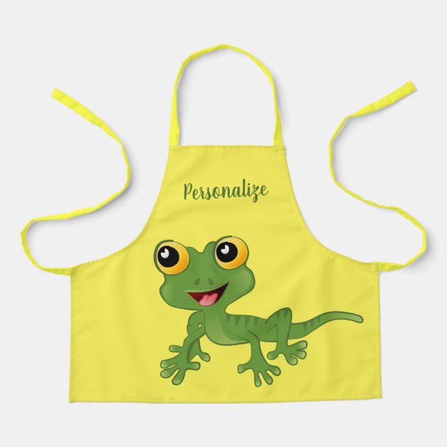 Delantal Bebé lindo Lizard Gecko niños personalizados (Anverso)