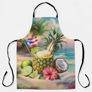 Delantal Bebida de piña de playa de la isla de Puerto Rico