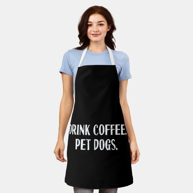 Delantal Bebida Divertida Café Mascotas Perros Monos Café A (Gastado)
