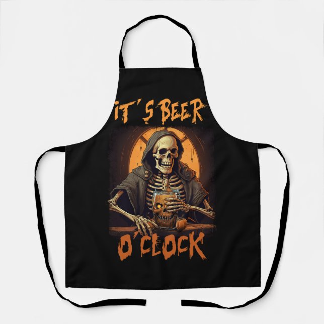Delantal Beer O'Clock Skeleton Beer Beer Drinker Ha (Anverso)