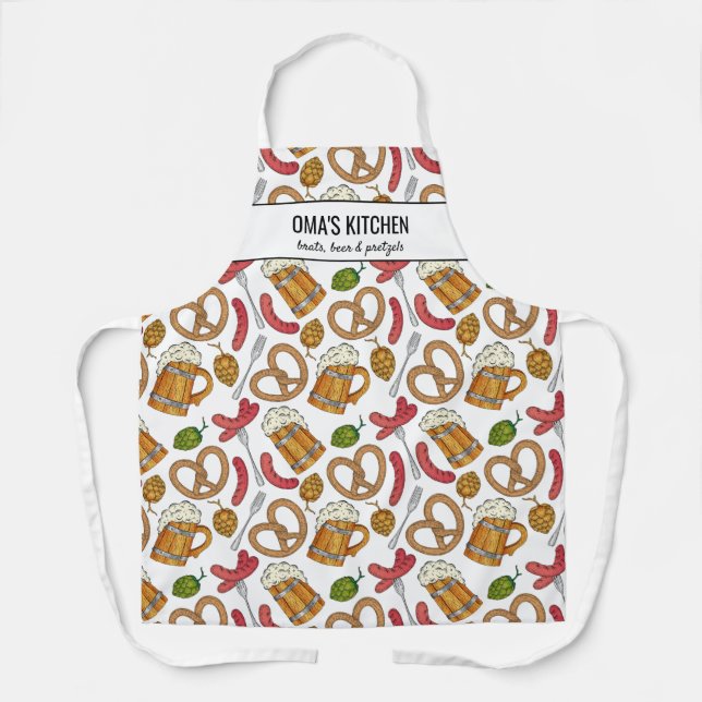 Delantal Beer y Brats Chef alemán Personalizado de cocina d (Anverso)