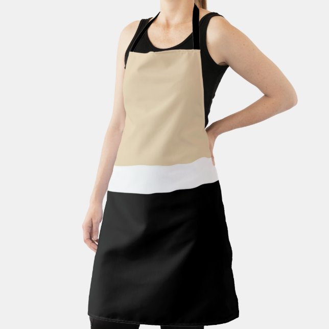 Delantal Beige Black Abstract Stripe (in situ)