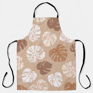 Delantal Beige Monstera se va: Patrón de moda dibujado a ma