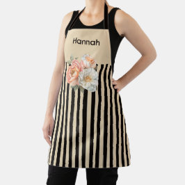 Delantal Beige superior con estribos marrones florales