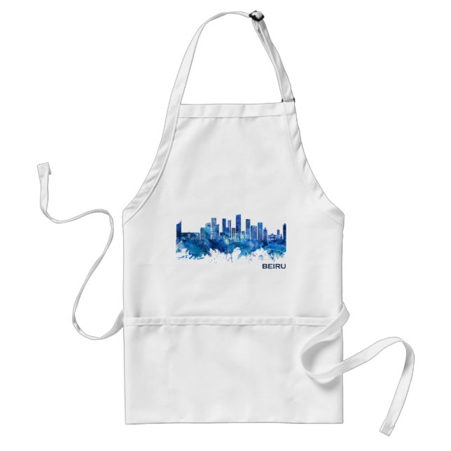 Delantal Beirut Lebanon Skyline Blue (Frente)