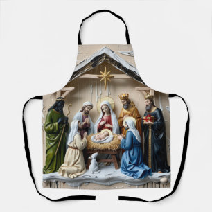 Delantal belén pesebre árbol magos