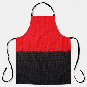 Delantal bello tejido de punto negro y rojo con dibujos