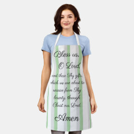 Delantal Bendiciones nosotros, oh Lord Green Grey Apron