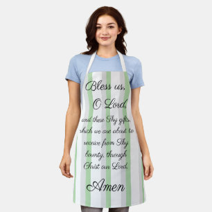 Delantal Bendiciones nosotros, oh Lord Green Grey Apron