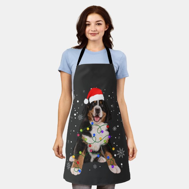 Delantal Bernese Mountain Dog ilumina a Navidades coincidie (Gastado)