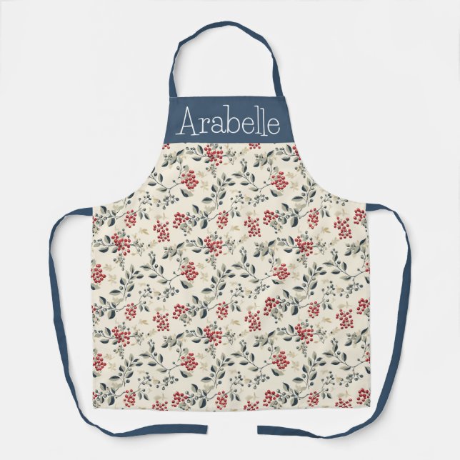 Delantal Berries para la nieve y Verde azulado Apron de hoj (Anverso)