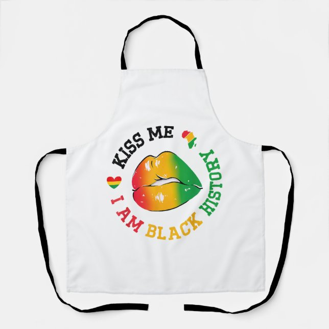 Delantal Bésame soy el mes de la historia negra afroamerica (Anverso)